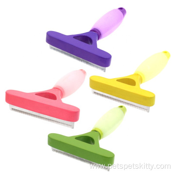 Silicone Handle Pet Deshedding Tool Dog Hair Remover